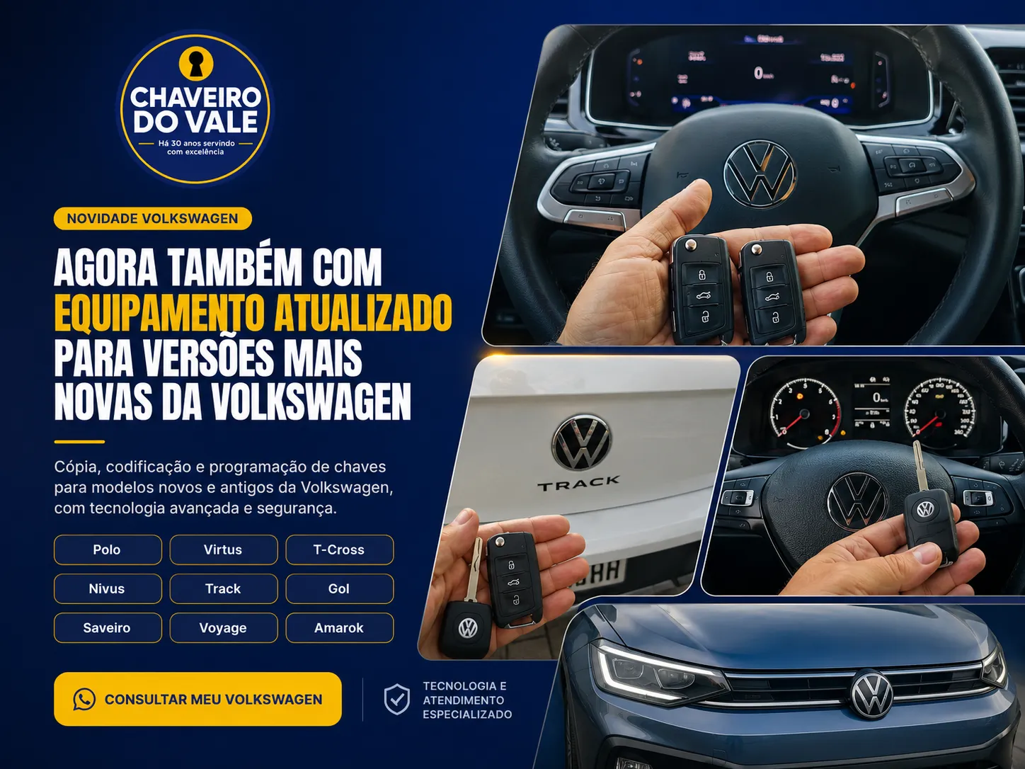 Serviço especializado para Volkswagen com equipamento atualizado